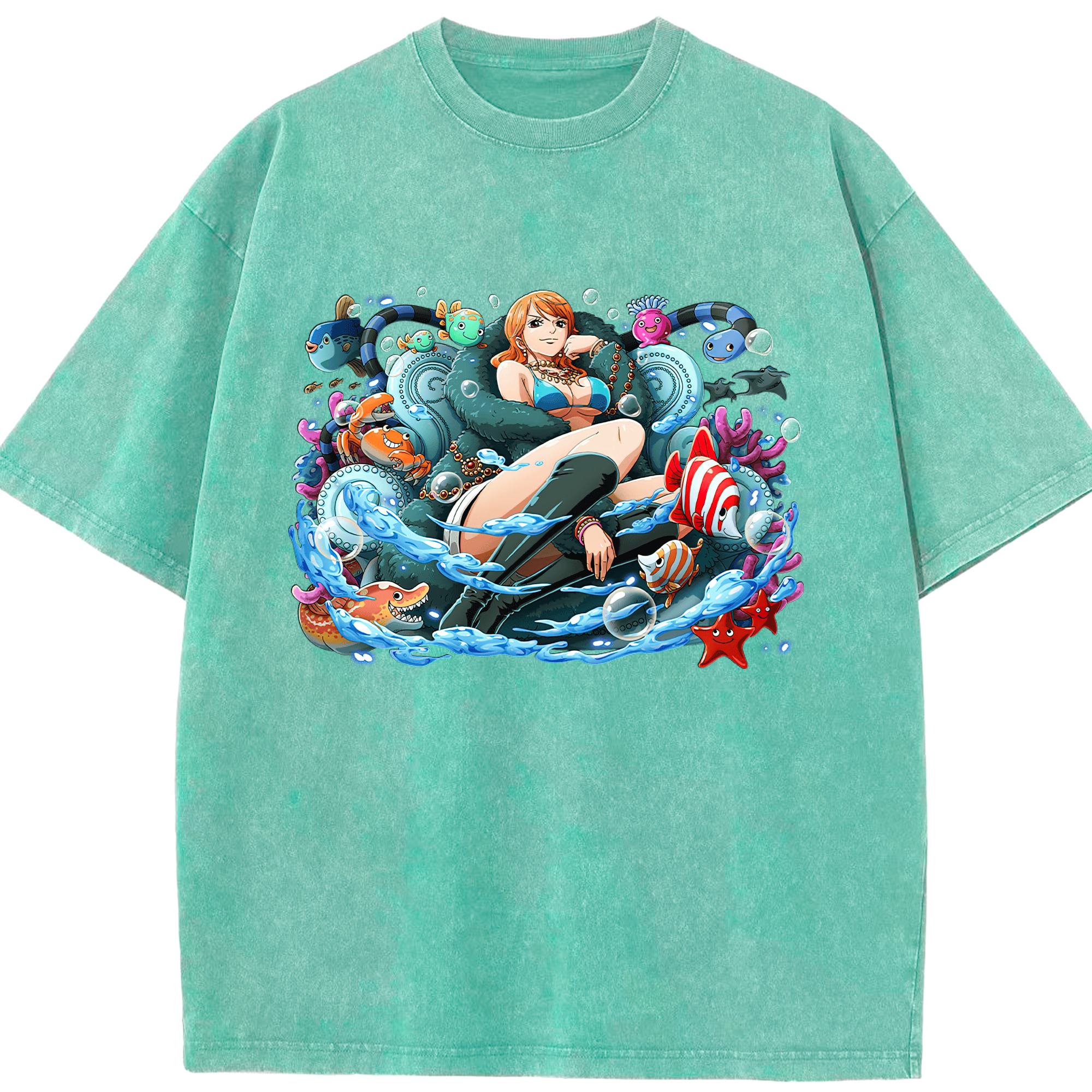 ワンピース ナミ ONE PIECE Nami 綿100% ヴィンテージ風 半袖Tシャツ（フロントプリント）